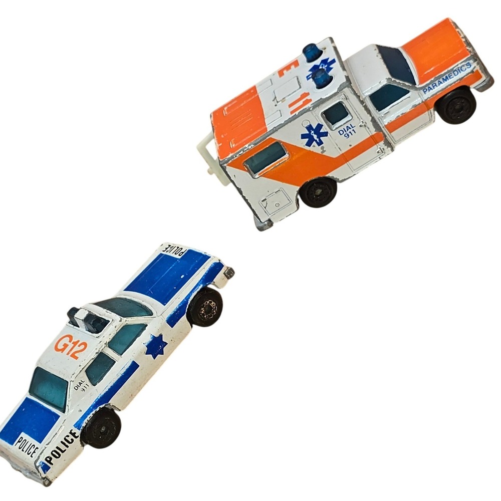 Matchbox Ambulance 1977 Police Gran Fury G12 1979 Metal Toy Cars‎ VINTAGE